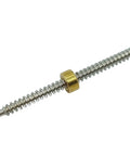 10mm Lead Linear Screw Stepper Motor With 50mm Stroke Slide Nut Assembly, showing the lead screw and brass slide nut.