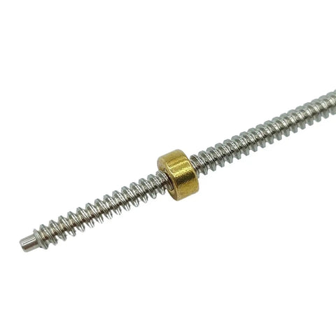 10mm Lead Linear Screw Stepper Motor With 50mm Stroke Slide Nut Assembly, showing the lead screw and brass slide nut.