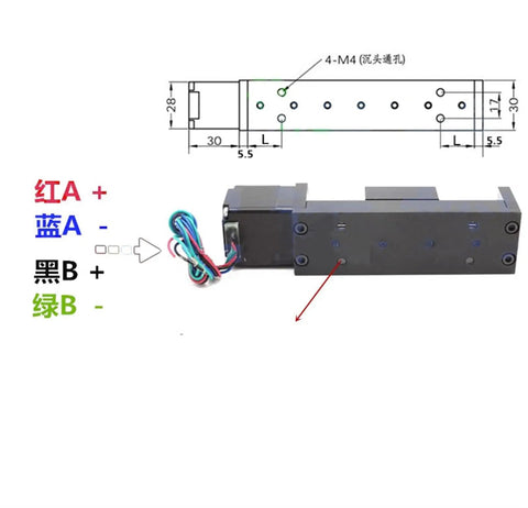 Compact 6mm T Screw Mini Linear Guide Motion Module Table Rail With 30mm Size And NEMA 11 Stepper LW28, plug-in wiring diagram
