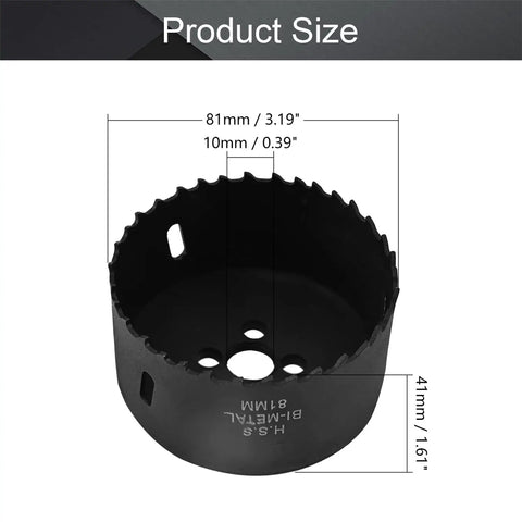 3.2 Inch Hole Saw With 0.4 Inch Hex Shank Bi Metal HSS Cutter For Galvanized Steel Pipe 1.6 Inch Cutting Depth M42