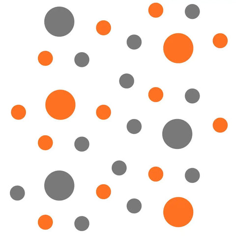 Bold Orange And Grey Polka Dot Vinyl Wall Decals Set Of 30 Removable Adhesive Stickers For Nurseries Kids Rooms And Bathrooms Safe On Smooth Or Textured Walls Peel And Stick Decor