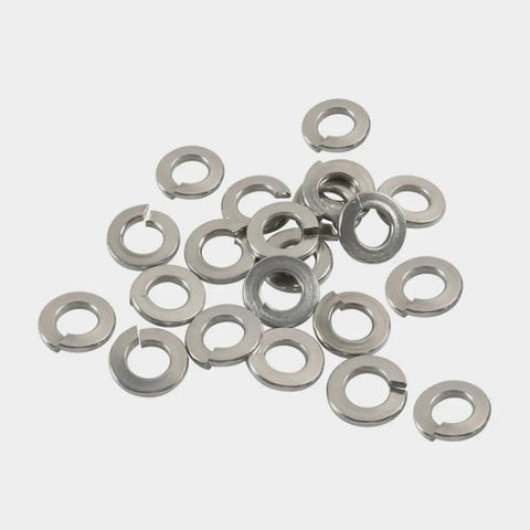 Assortment of stainless steel lock washers from Premium Stainless Steel Lock Washers Set 350 Pcs for screws and bolts in a handy plastic box.