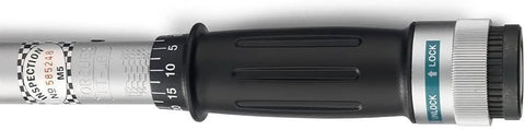 Handle and adjustment dial of Heavy Duty Half Inch Drive Torque Wrench With Adjustable Click 25 Inch Range Chrome Vanadium CrV Steel SAE Precision Tool