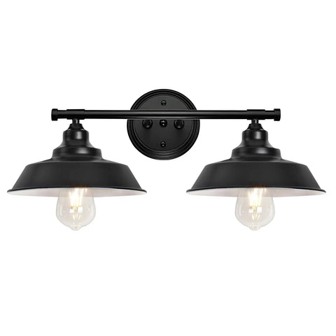 Industrial Farmhouse Vanity Light 2 Light Black Wall Sconce For Bathroom Mirror Over Vanity Cabinet Modern Metal Fixture