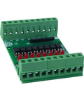 Eight Channel Optocoupler Isolation Module For 3.3V And 5V DC Signals PNP NPN Output, green board with connectors