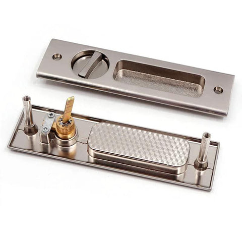 Sliding Door Lock With Invisible Recessed Handle And Latch, Includes Keys, For Pocket Doors And Barn Wood Doors, Interior Privacy