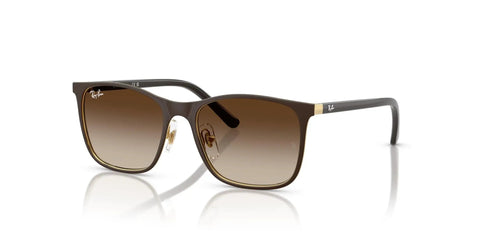 RJ9551S Square Sunglasses For Narrow Faces That Fit Like A Glove Matte Brown On Gold Frame With Light Grey Gradient Lenses