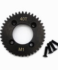 Hard Steel Center Differential Spur Gear 40T 1M Black For Tenacity All RC Cars Upgrade Durable 1M Pitch 40-Tooth Gear That Holds Up In Tough Runs LOS232025 shown with screws