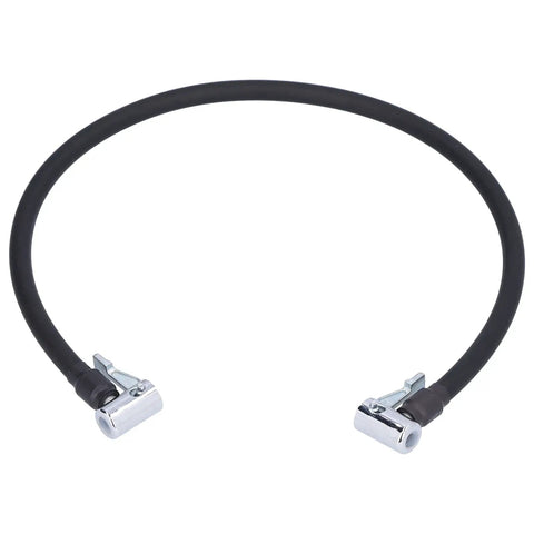Heavy Duty Rubber Air Pump Pipe Tire Inflator Hose With Double End Connector 23.6 Inch Length For Car Tire Servicing To Make Things Darn Easy On The Road With Flexible Auto Tool Application Every Time, black rubber hose with double metal connectors