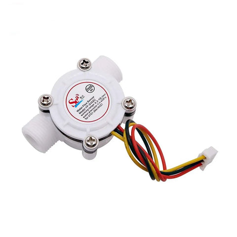 Water Flow Sensor 0.3-10 L/Min Hall Effect Turbine Meter with G3/8 Thread, DC 3.5-24V, 140mm Cable, side view
