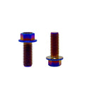 RISON titanium flanged hex bolts, M6x1.0x13mm, burnt blue finish, pack of 12