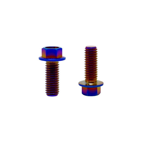 RISON titanium flanged hex bolts, M6x1.0x13mm, burnt blue finish, pack of 12