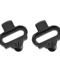 Ride Ready Adjustable Stainless Steel Cleat Plates With Secure Fit Locking System, black pair for cyclists, top view.