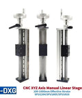 Premium Manual Linear Sliding Table Stage Featuring Top Shelf Precision Ball Screw Spindle Adjusting 100 To 1000 Millimeters For Heavy Duty Machinery Heat Resistant Workhorse Build view of three sliding table stages with metal and plastic components.