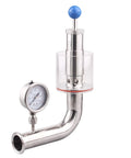 DERNORD SS304 sanitary 1.5-inch tri-clamp adjustable pressure relief valve with gauge and blue knob