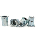 Top Notch Carbon Steel Flat Head Threaded Insert Nut And Hex Rivet for heavy duty sheet metal jobs, rust proof, white zinc plated.