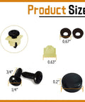 Black Heavy Duty Anti Theft License Plate Screws Kit Set for Car Tag Mounting, sizes and components shown including M6 screws
