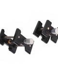 Two Piece Watch Movement Holder Kit With Non Slip Fixed Base And Plastic Repair Tool for watchmakers, showing black holders.