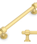 Real Deal 10 Pack Brushed Gold Cabinet Pulls 5 Inch Hole Center Heavy Duty Zinc Alloy Kitchen Drawer Handles sleek design