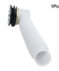 7-Hole Bathtub Drain Pipe Zinc Alloy ABS White(Drainer + Pipe) with slotted top and flexible white pipe design.
