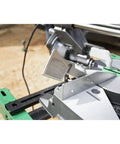 Close-up of Pro Grade Miter Saw With Eight And A Half Inch Blade And Linear Ball Bearing Slide System For Ultra Smooth Accurate Cuts