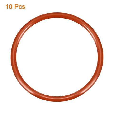 Red Silicone O Ring Replacement Set 35mm Outer Diameter 30.2mm Inner Diameter 2.4mm Cross Section VMQ Seal Gasket 50 Durometer For Travel Mugs And Bottles 10 Pack, single ring front view