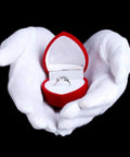 12 Pairs Soft Cotton Gloves With Stretchable White Lining holding a red ring box