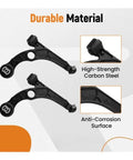Front Lower Control Arm 2x Set For Dodge Dart 2013 2016 And Chrysler 200 2015 Automotive Replacement Lower Control Arms With Bushing Kit Durable High Quality Performance Fit showing two black control arms with highlighted material properties.