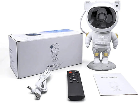 Star Projector Galaxy Night Light With Nebula Effects And Green Stars, Remote And Timer, and packaging contents in view