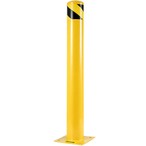 Rock Solid Steel Safety Bollard 42 Inch Tall 4.5 Inch Diameter Yellow Powder Coat Impact Resistant Traffic Guard