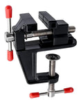 Mini Tabletop Vise Clamp On For Jewelry Making And Watch Repair, Portable Aluminum Alloy Bench Vise, Black, Red Grips