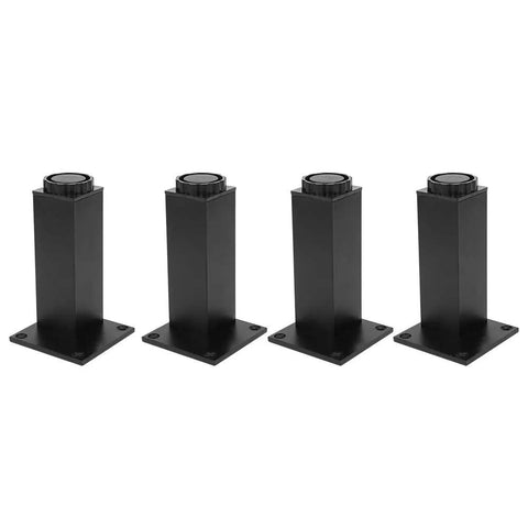Adjustable Aluminum Cabinet Feet Set 4 Pieces Furniture Leg Supports For Cabinets Sofas And More Anti Rust Durable Base With 100mm And 120mm Black Square Footings For Top Notch Leveling And Modern Look