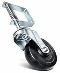 Heavy Duty 4 Inch Spring Loaded Gate Caster Wheel Automatic Height Adjustment 250 Lb Capacity, detailed view.