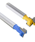 Shop Essential 1/4 Inch Shank Keyhole Router Bit Set With T Slot And T Track Cutters featuring blue and yellow cutter bits.