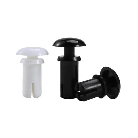 500 Piece R Type Nylon Rivets For Quick Lock Assembly No Tools Required Hella Durable Hardware in black and white.