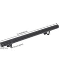 Heavy Duty Wall Mount Stair Handrail In Sleek Black Stainless Steel dimensions 76cm length 14.6cm height for indoor steps