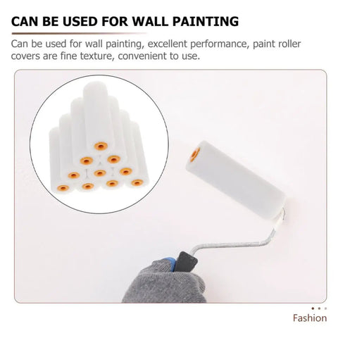 10 Pack Replacement Sponge Paint Roller Covers For Walls, Super Soft Low Density Foam Roller Refills For Smooth Quick Paint Jobs, Easy Peasy Home Decor And House Painting Supplies, Big Time Saver, foam rollers stacked.
