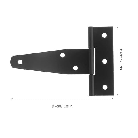 Heavy Duty Outdoor Gate Hinges T Strap Tee Hinge Set For Wooden Fences And Gates With Rust Resistant Finish Built To Last And Easy Mount Hardware For Multiple Gates, black 9.7cm x 6.4cm steel hinge