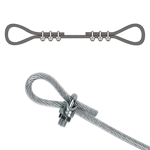 Three Sixteenth Inch M4 Wire Rope Cable Clip Clamp 304 Stainless Steel U Bolt Saddle Fastener close-up in use