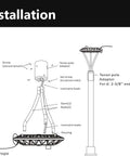 Diagram for installing Ultra Bright 150W LED Post Top Light With 19,500 Lumen Output, showing parts and assembly instructions.
