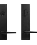 Addy Entry Handle With Philtower Lever for reversible left or right hand doors low profile contemporary front door lock shown front and back