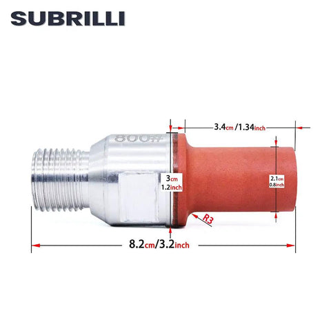 Heavy Duty Diamond Finger Router Bit Kit Features Eight Tough Milling Profile Tools For Granite Marble Concrete And Tile Designed To Polish Rough Edges Into Silky Smooth Finishes On Cnc Grinders And Tumblers Daily, showcasing a detailed router bit with measurements.