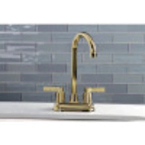 NuvoFusion 4 Inch Centerset Bar Faucet Polished Chrome With Solid Brass Construction Washerless Cartridge 2 Hole Deck Mount
