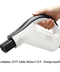 Sick Level One Portable Charger For Tesla Models, 120V 15A EVSE with Nema plug and 25FT cable in use.
