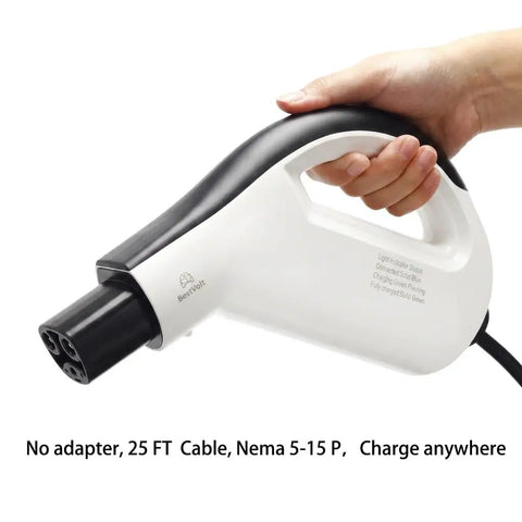 Sick Level One Portable Charger For Tesla Models, 120V 15A EVSE with Nema plug and 25FT cable in use.