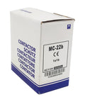 Packaging box of Heavy Duty 120V AC Contactor, 3 Pole, 22A, 1NO1NC Auxiliary, DIN Rail Mount, UL CE Listed, Industrial Relay visible