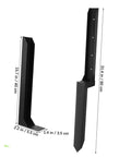 Two Pack Heavy Duty Fence Post Repair Stakes Versatile Ground Anchors For Wood Metal Or Vinyl Fence Posts Quick Fix For Tilted Or Broken Posts In The Garden Patio And Backyard shown in black with dimensions marked.