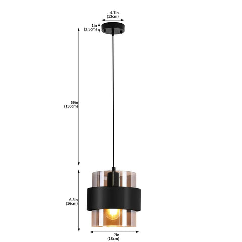 Matte Black Pendant Lights For Kitchen Island 7 Inch Adjustable Mini Glass Hanging Lights Decorative Lighting Fixture