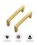 Slim 3 Inch Center to Center Brushed Brass Cabinet Handles 30 Pack Solid Square Bar Drawer Pulls with features icons