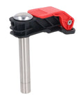Side view of 2 Pack Quick Release Woodworking Clamps, Stainless Steel Bench Dog Clamp for Desktop, 19mm, showing red handle.